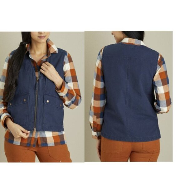 Duluth Trading Co Women's Can-Do Canvas Work Cotton Olive Barn Vest - Picture 11 of 11